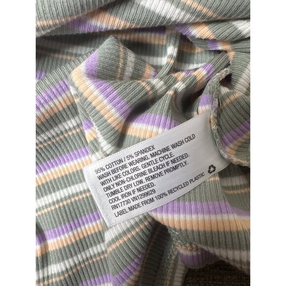 Art Class Girls XL Striped Ribbed Short Sleeve Skater Dress Green Purple - Picture 5 of 7
